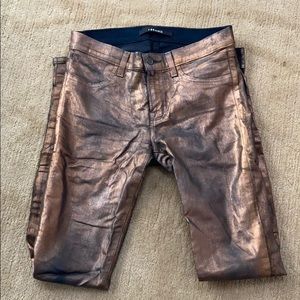 J Brand Gold Metallic Skinny Jeans